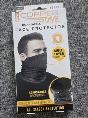 Copper Fit Guardwell Face Protector Neck Gaiter Charcoal Grey NEW One Size Fits